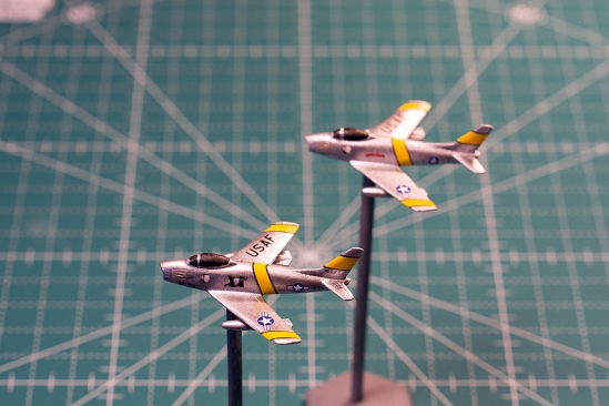 1/285 scale F-86's. Models by Raiden Miniatures.